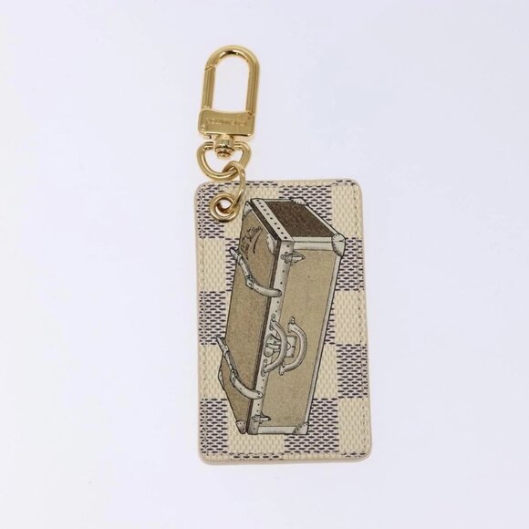 LOUIS VUITTON Damier Azur Porte Cles Afish Key Ring M66178 LV Auth 141200 - Picture 2 of 9